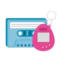 cassette with video game mascot nineties retro vector