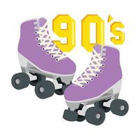 patines, noventa, retro, aislado, icono vector