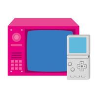 tv with video game handle nineties retro style vector