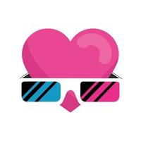 glasses of nineties with heart isolated icon vector