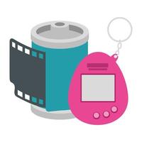 roll camera with video game mascot of nineties isolated icon vector