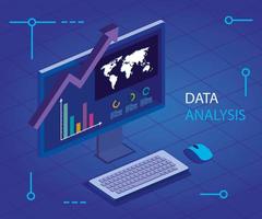 analysis data with computer and infographic vector