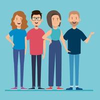 group of young people avatar characters vector