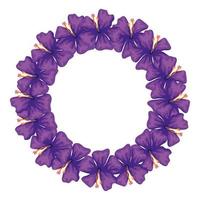 frame circular of flowers of purple color vector