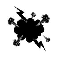 silhouette of cloud explosion with thunderbolt pop art style vector