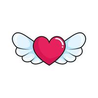 heart with wings pop art style icon vector