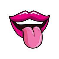 sexy mouth with tongue out pop art style icon vector