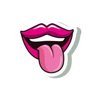 sexy mouth with tongue out pop art style icon vector