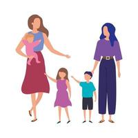 madres con hijos personajes de avatar vector