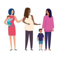 mothers with sons avatar characters vector