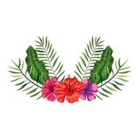 flowers with branches and leafs nature vector