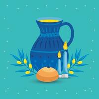 teapot with bread and candles vector