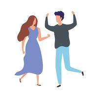 young couple avatar character icons vector