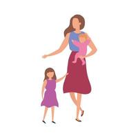 mother with sons avatar characters vector