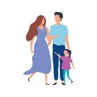 parents with daughter avatar characters vector