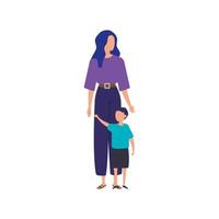 mother with son avatar characters vector