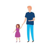 father with daughter avatar characters vector