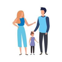 parents with daughter avatar characters vector
