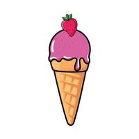 delicious ice cream with strawberry pop art style icon vector