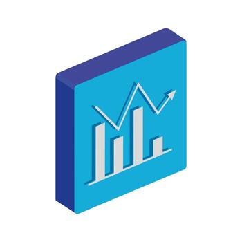 button with bars statistical graph isolated icon vector