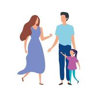 parents with daughter avatar characters vector