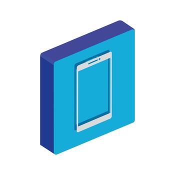 button with smartphone device isolated icon vector