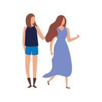 iconos de personajes de avatar de mujeres hermosas vector