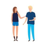 young couple avatar character icons vector