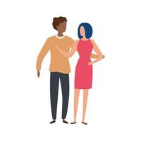 young couple avatar character icons vector