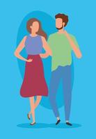 young couple avatar character icons vector