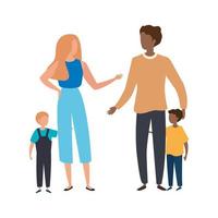 parents with sons avatar characters vector