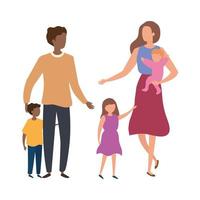 parents with sons avatar characters vector