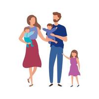 parents with sons avatar characters vector