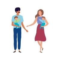 parents with sons avatar characters vector