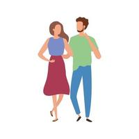 young couple avatar character icons vector