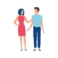 young couple avatar character icons vector