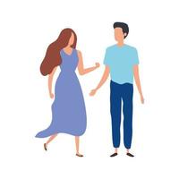 young couple avatar character icons vector