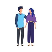 young couple avatar character icons vector