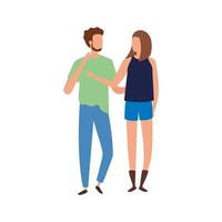 young couple avatar character icons vector