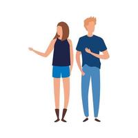 young couple avatar character icons vector