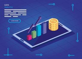 analysis data with smartphone and infographic vector