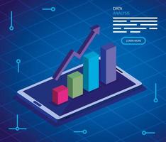 analysis data with smartphone and infographic vector