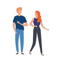 young couple avatar character icons vector