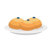 set of delicious round breads isolated icon vector