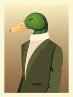 people art animals, duck character fashion hipster and vintage clothes vector