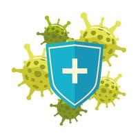 Protección contra virus covid 19 con diseño vectorial de escudo cruzado vector