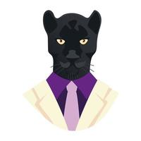 people art animal, portrait of panther in suit and tie vector