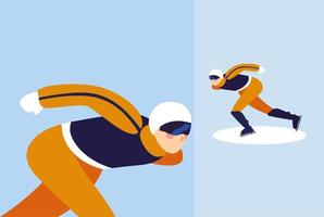 man skating in different poses, winter sport vector