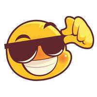emoji divertido con gafas de sol, expresión facial emoticon redes sociales vector