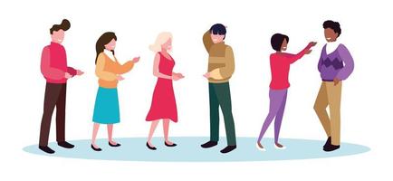 group of people standing on white background vector